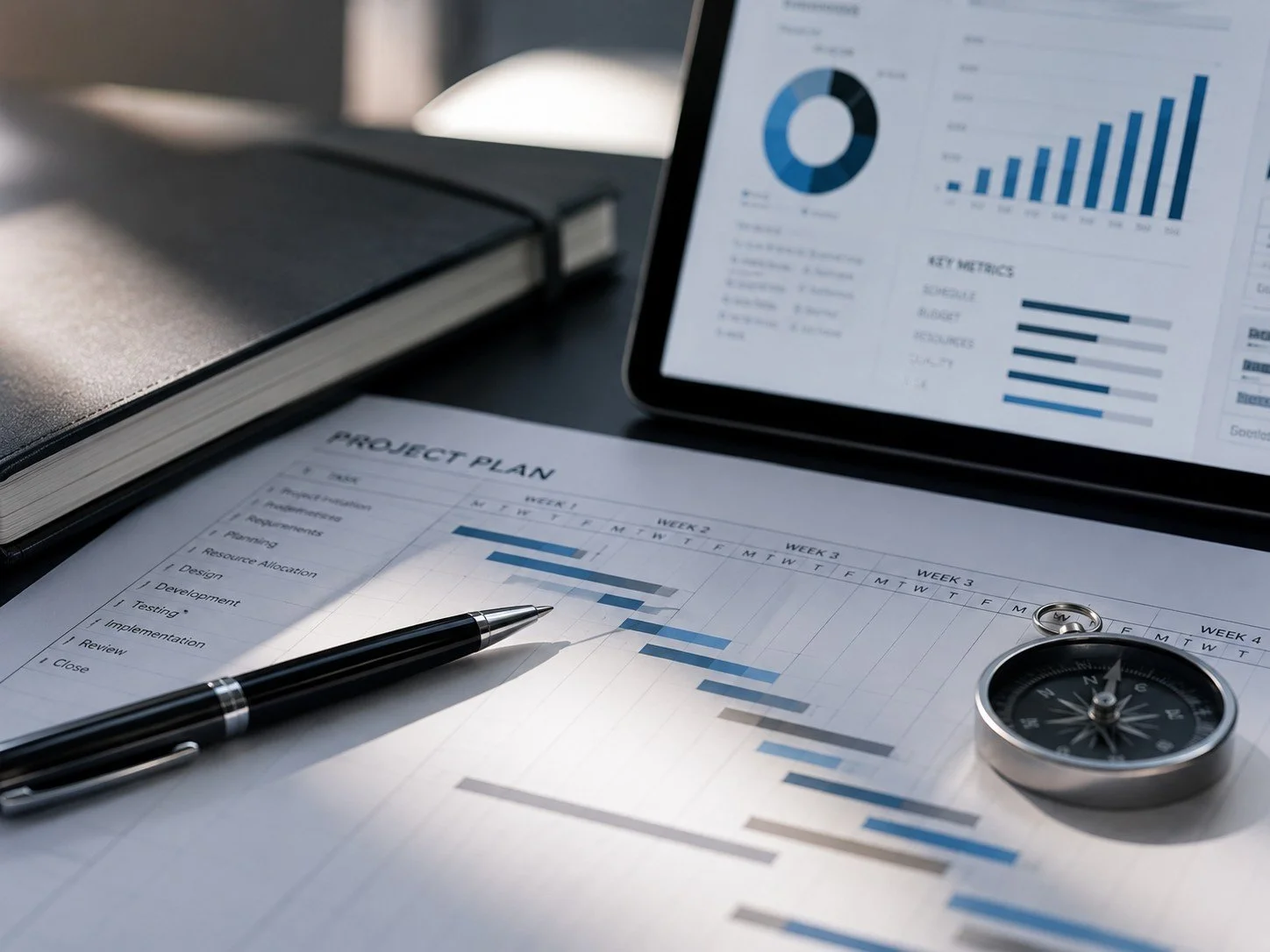 Project planning and delivery dashboard representing programme and project management consulting