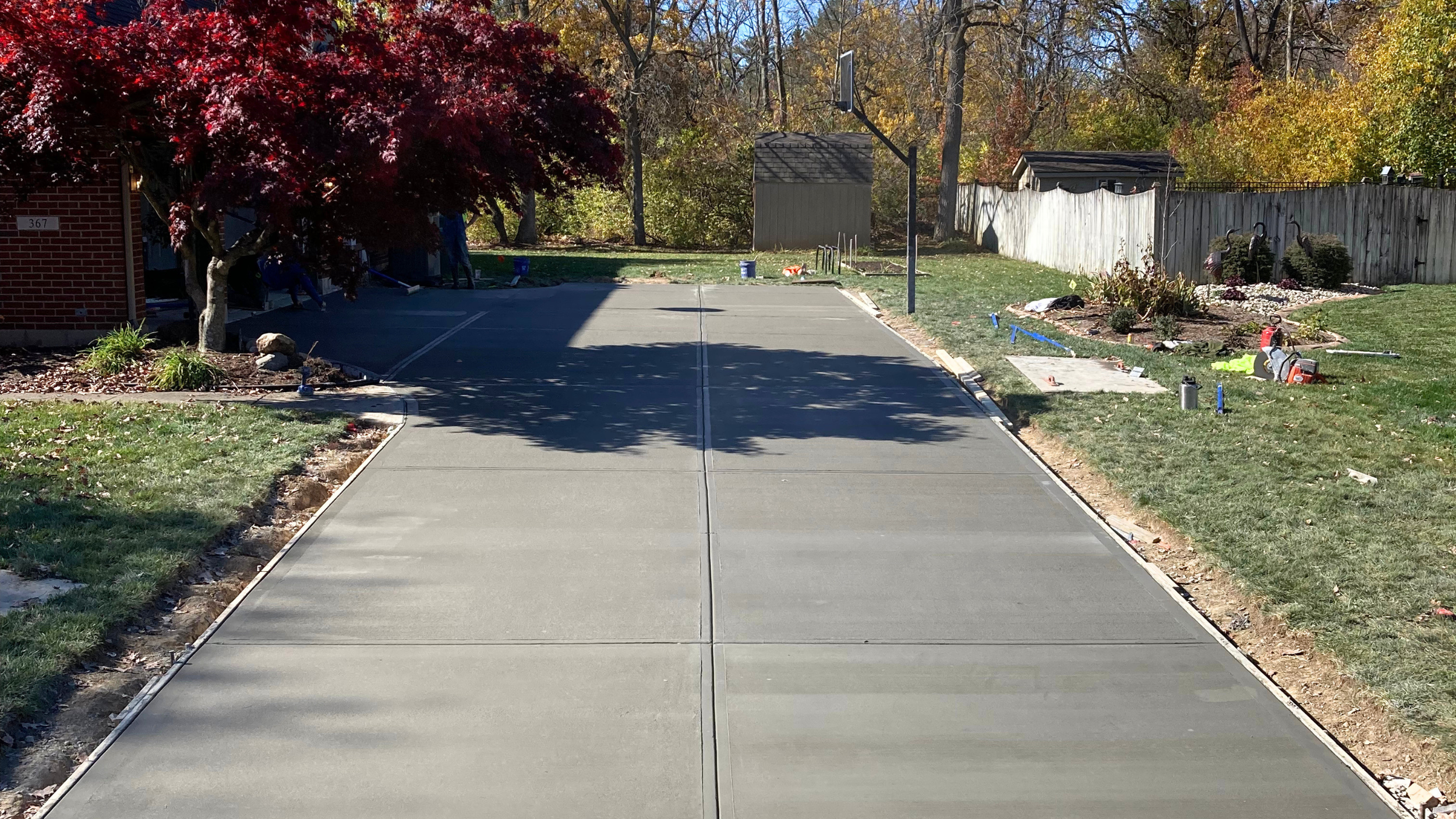 New residential concrete driveway project in Vandalia Ohio with forms set before the pre-pour inspection