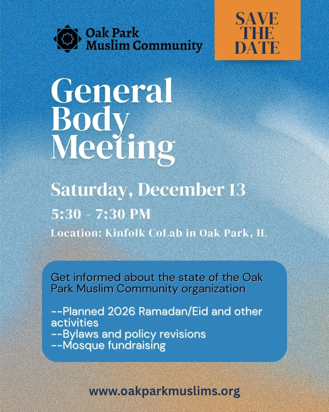 OPMC General Body Meeting - ALL WELCOME