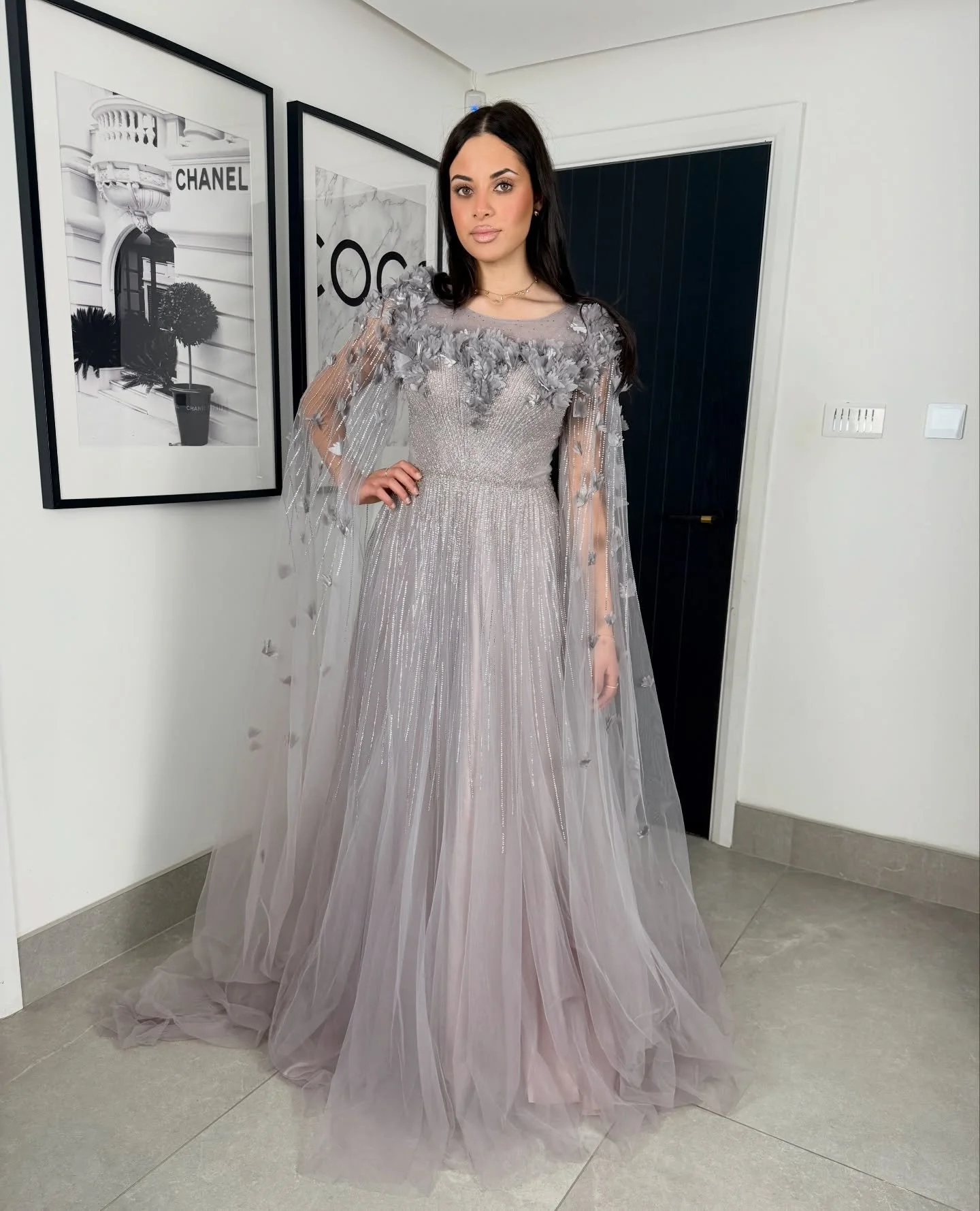 Dove Grey Gown 🕊️ 
Proof that drama can be subtle ✨ Would you style this with a sleek bun or soft waves?

#modestfashion #promgown #prom2026 #modestgowns #eveninggown