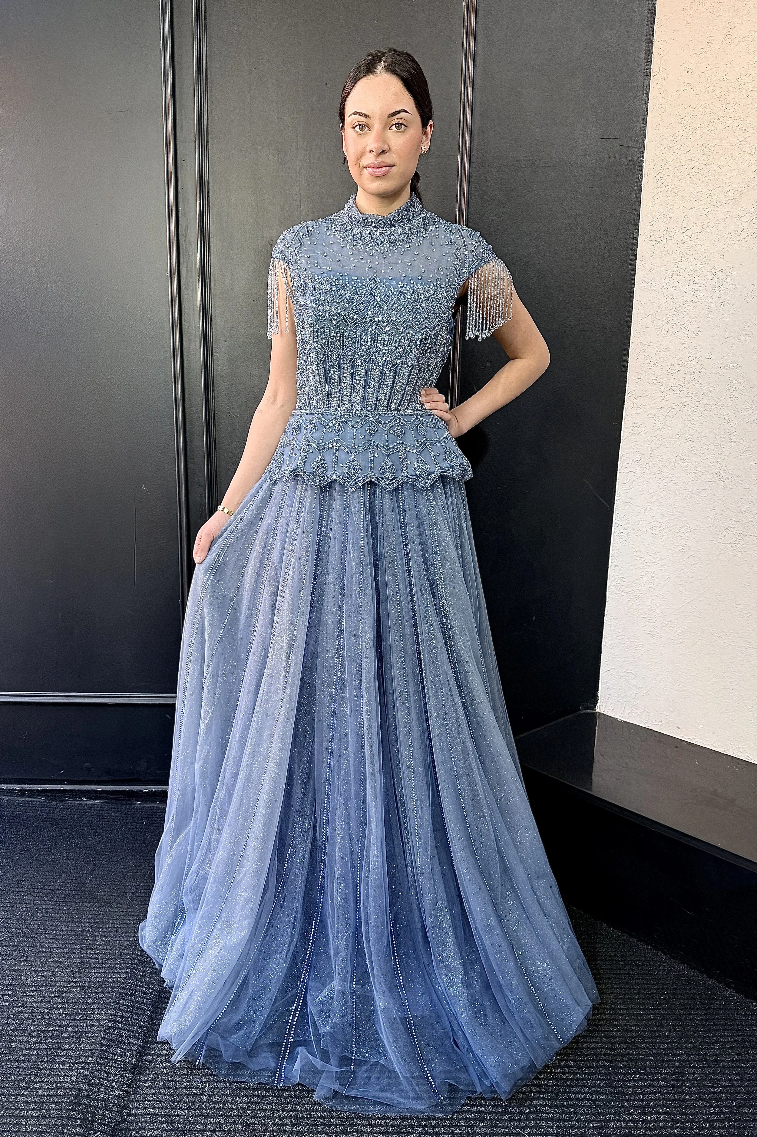 Blue Peplum Gown