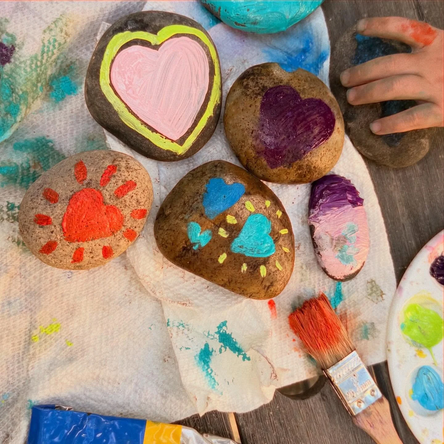 Looking for a creative activity to do with your kids that benefits both of your nervous systems?

Research has found that making art can help lower cortisol, one of the body&rsquo;s primary stress hormones.

So we grabbed a couple of rocks from our b