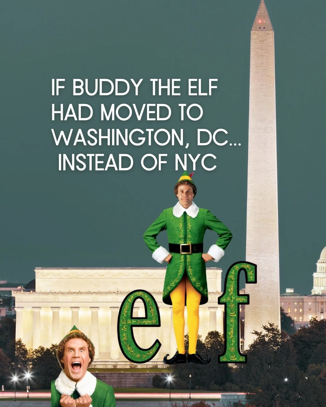 If Buddy the Elf landed in Washington, DC instead of New York, this is exactly where his most iconic Elf moments would take place. 

I took the top scenes from Elf and placed them in the DC neighborhoods that fit Buddy&rsquo;s chaotic, candy-coated v