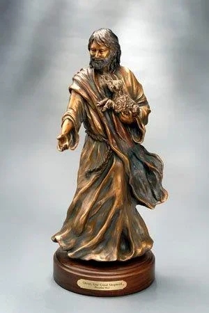 Christ, Our Good Shepherd - AVAILABLE, tabletop size - 18H x 7W x 7D - $4,000