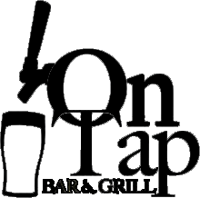 Logo with text "On Tap Bar & Grill" featuring a beer glass and tap handle.