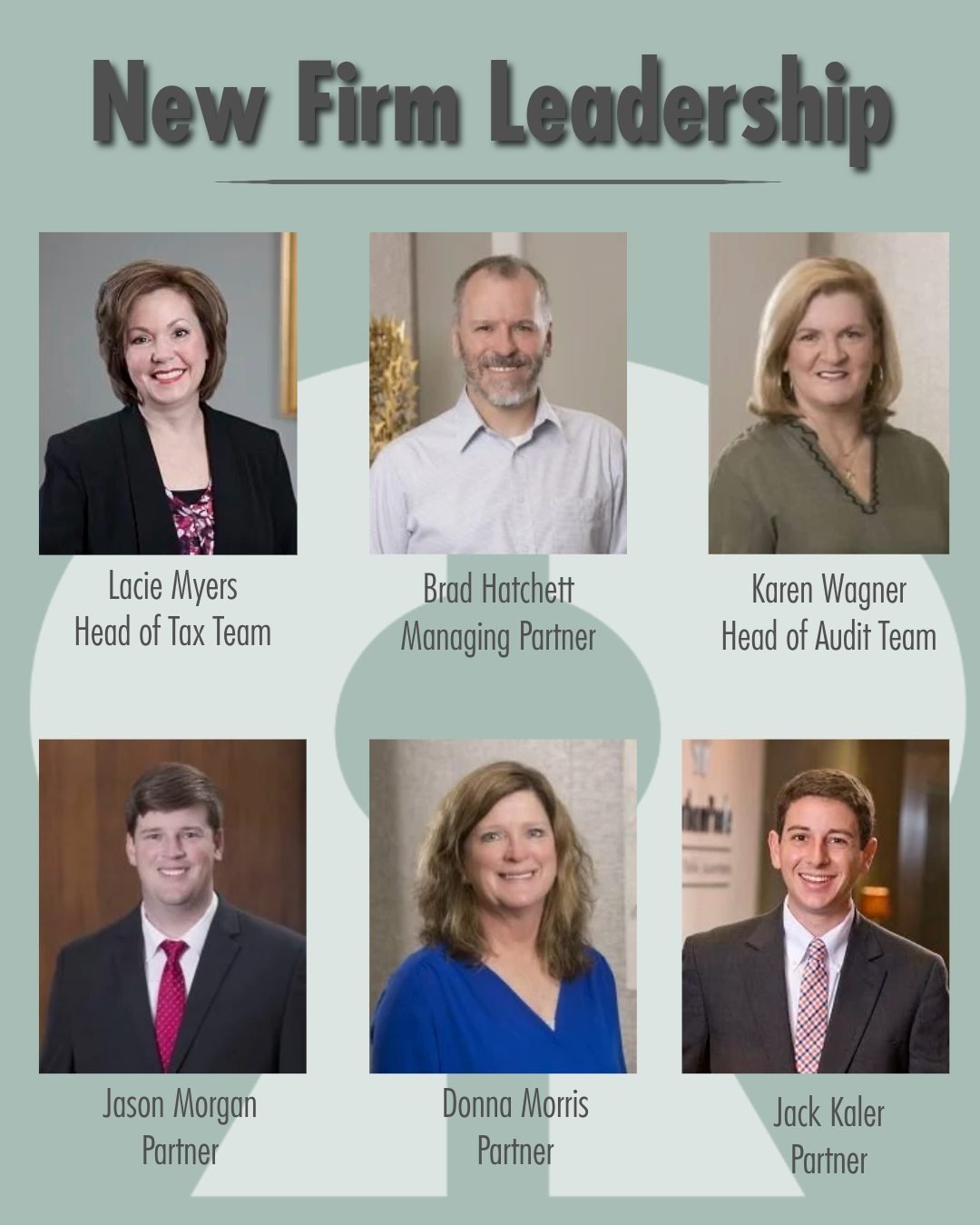 Big News from GranthamPoole!

We&rsquo;re excited to announce several leadership updates that strengthen our commitment to excellence:

✨ New Managing Partner: Brad Hatchett
✨ New Head of Tax: Lacie Myers
✨ New Head of Audit: Karen Wagner
✨ Three New