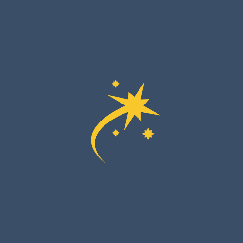 Yellow shooting star icon on a blue background