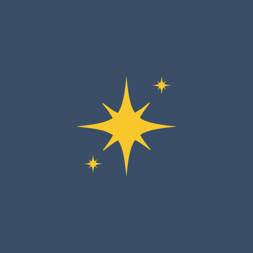 Yellow starburst shapes on a blue background