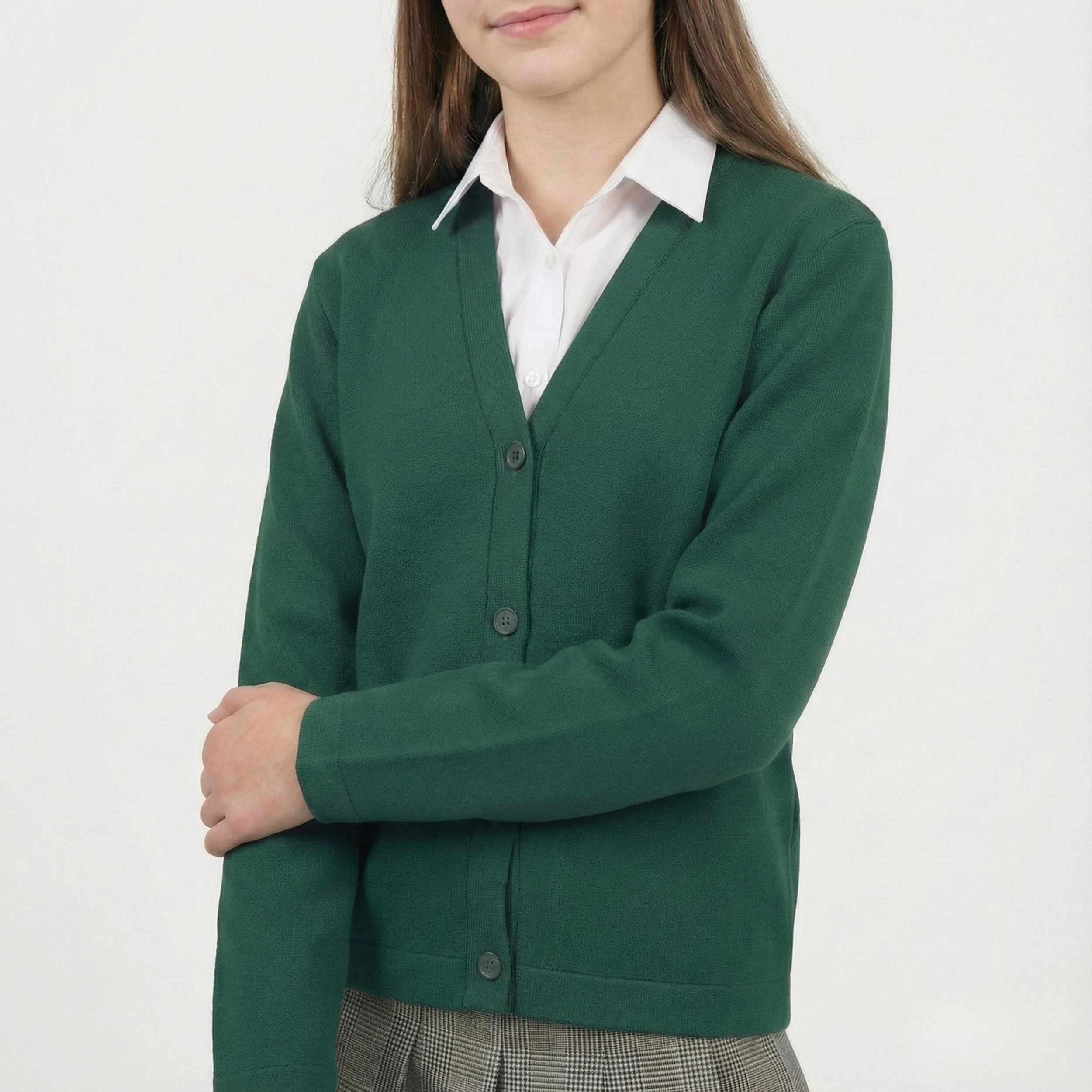 Suéter Escolar Punto de Roma Abierto Verde