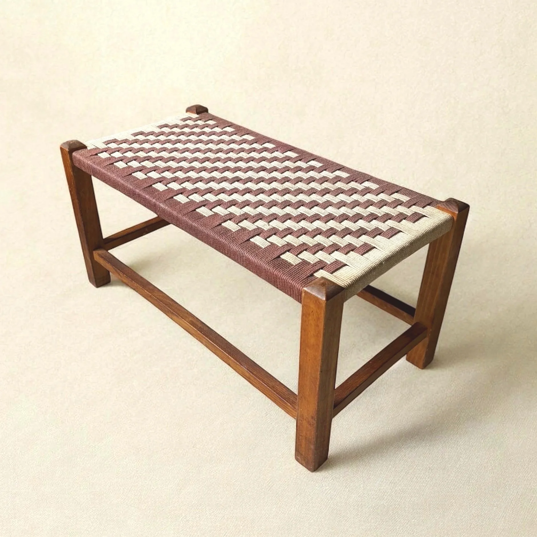 English Shaker Style Stool with Woven Cord Top