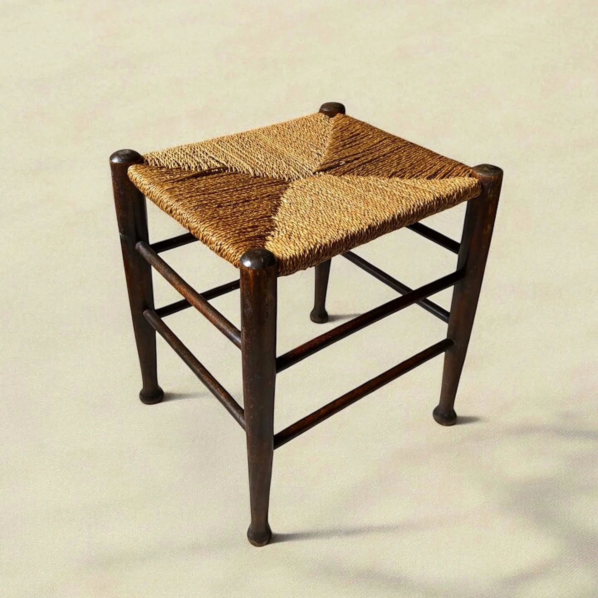 English Stool with Woven Cord Seat