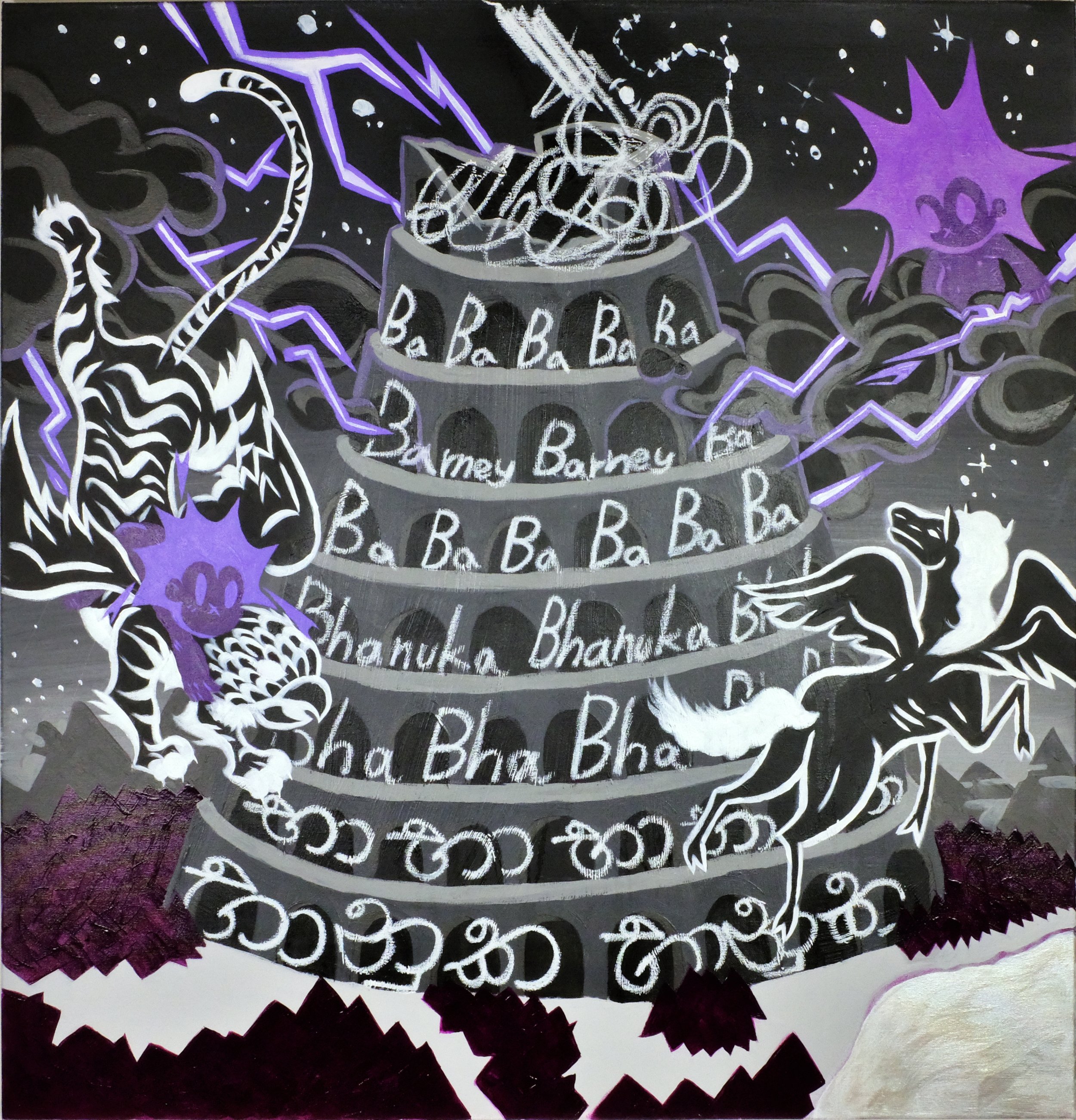 Tower of Babel 2025, 100x100cm Acrylic on Canvas