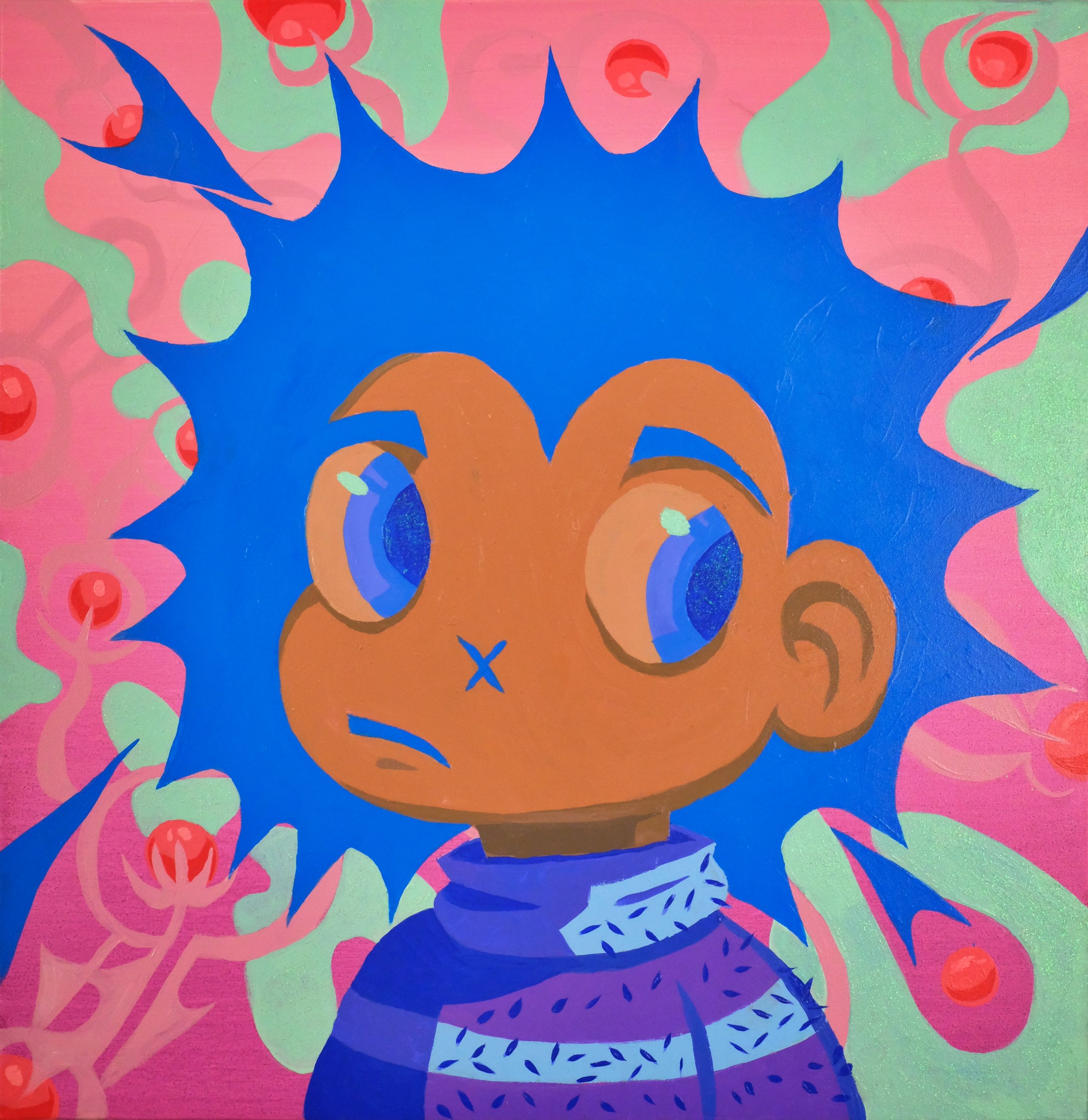Echidna 2025, 76x76cm Acrylic and Glitter on Canvas