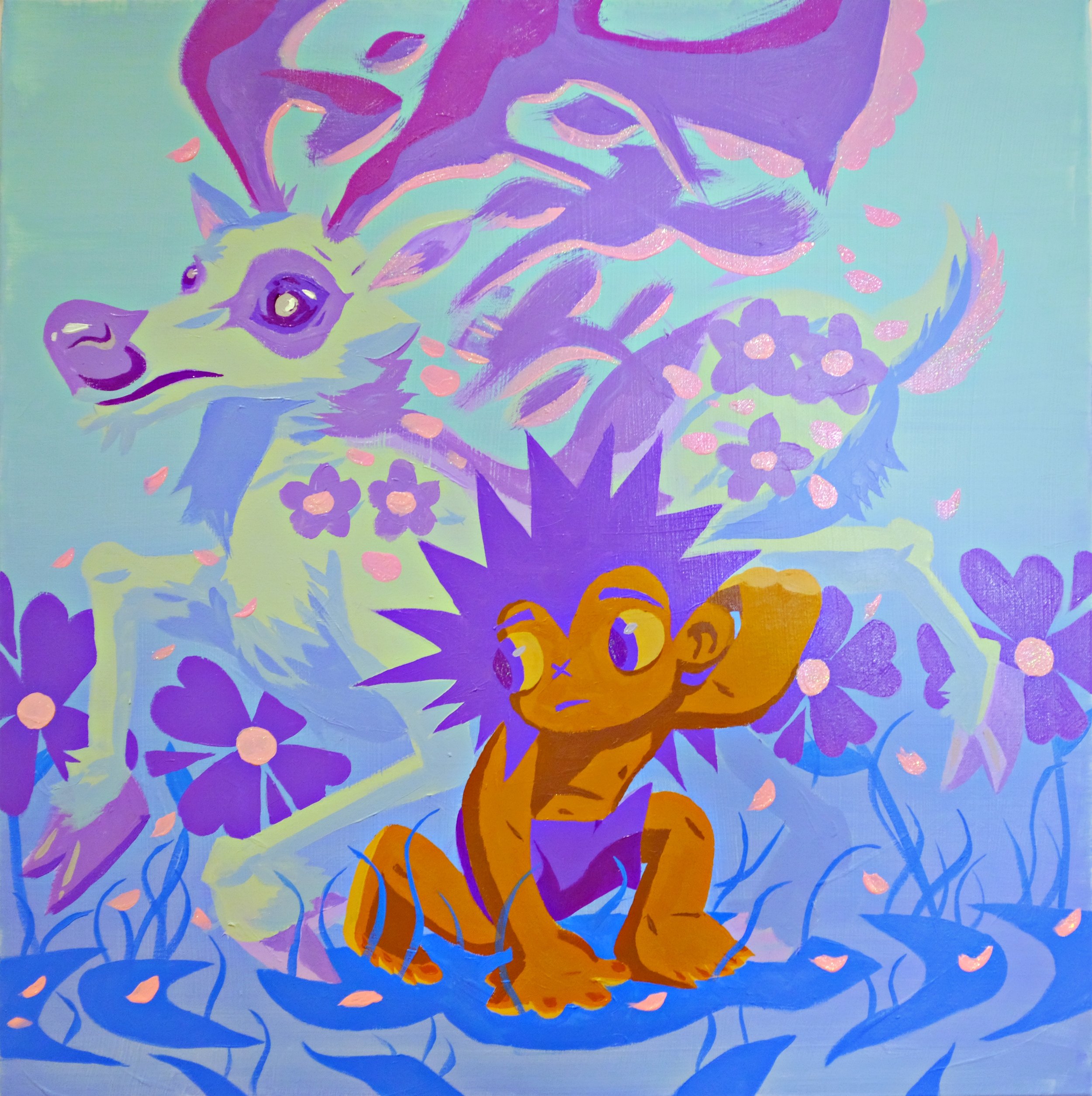 Fragmented Guide 2025, 76x76cm Acrylic and Glitter on Canvas