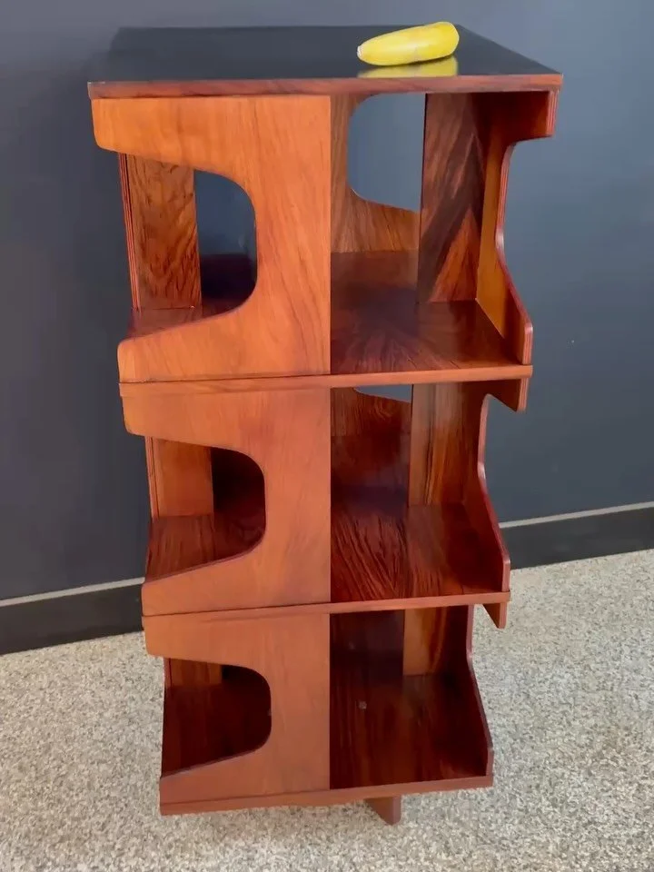 Restored vintage 1970&rsquo;s Mid Century Danish Modern rosewood revolving LP rack. Unmarked. ⁣
⁣
Put your records away without taking up an entire wall. ⁣
⁣
Banana and Bob Seger for scale. ⁣
⁣
19.75 W x 46 H⁣
⁣
Pick-up in Beverly, MA or local delive