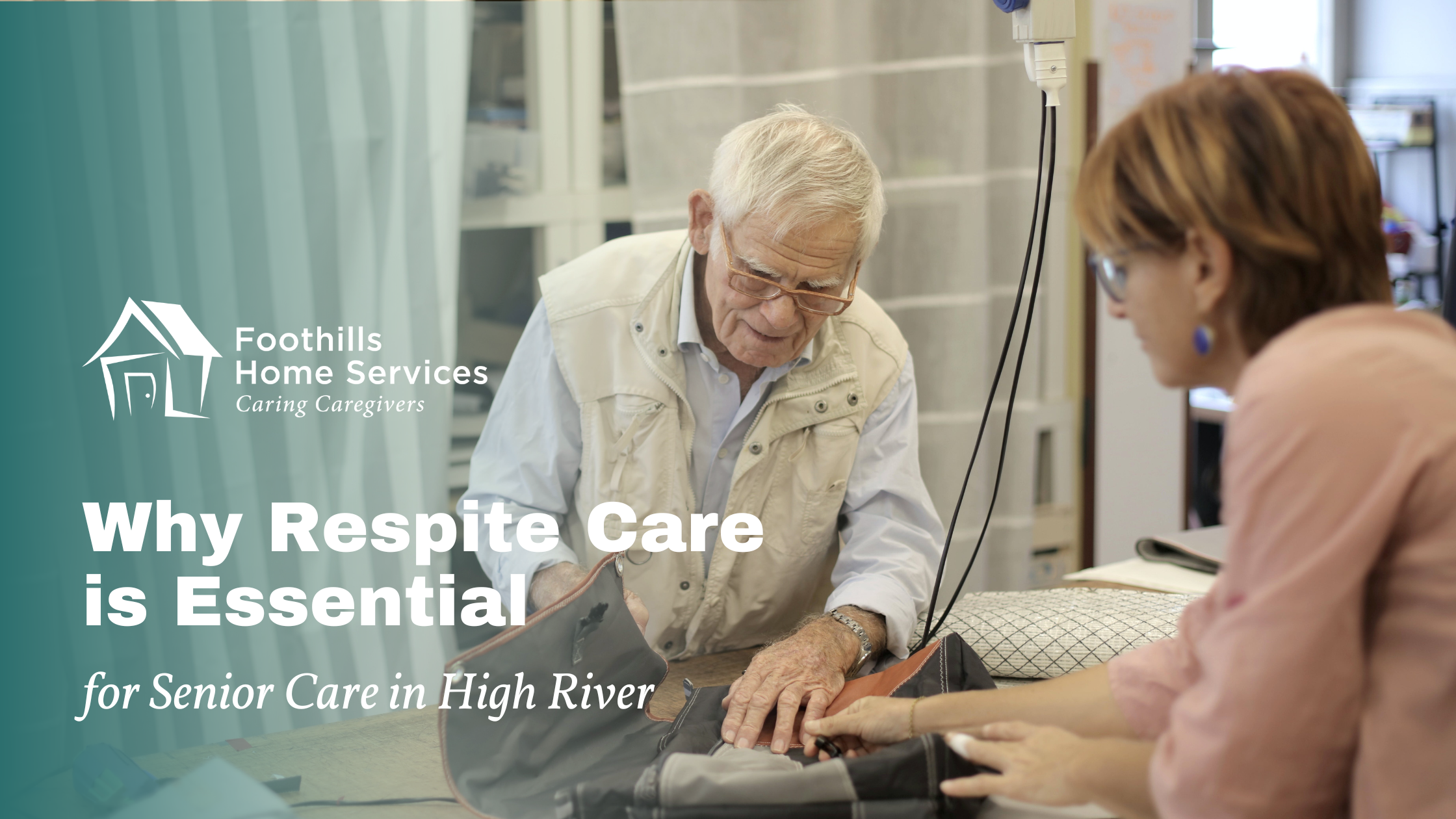 A senior receives home care assistance from a caregiver.