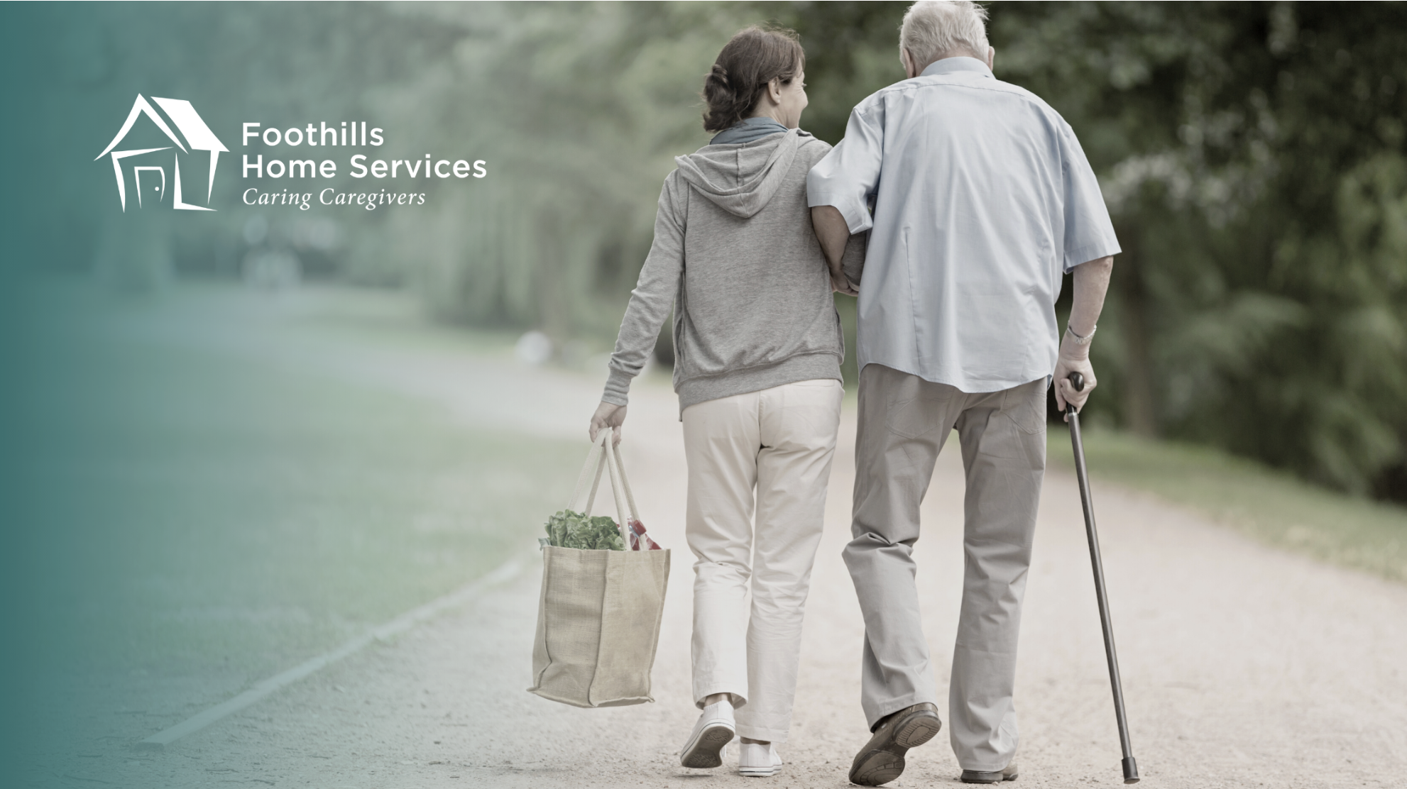 High River caregiver walking with a senior.