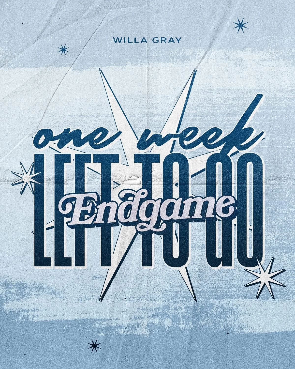 SOMEBODY PINCH ME!!!! ONE WEEK!! 🙈

over 2700 of you have added Endgame on Goodreads and I am MIND. BLOWN. big giveaway coming soon!!! thank you thank you thank you!!! 

Endgame by Willa Gray coming February 26th 🩵 preorder 🔗s in bio!

graphic by 