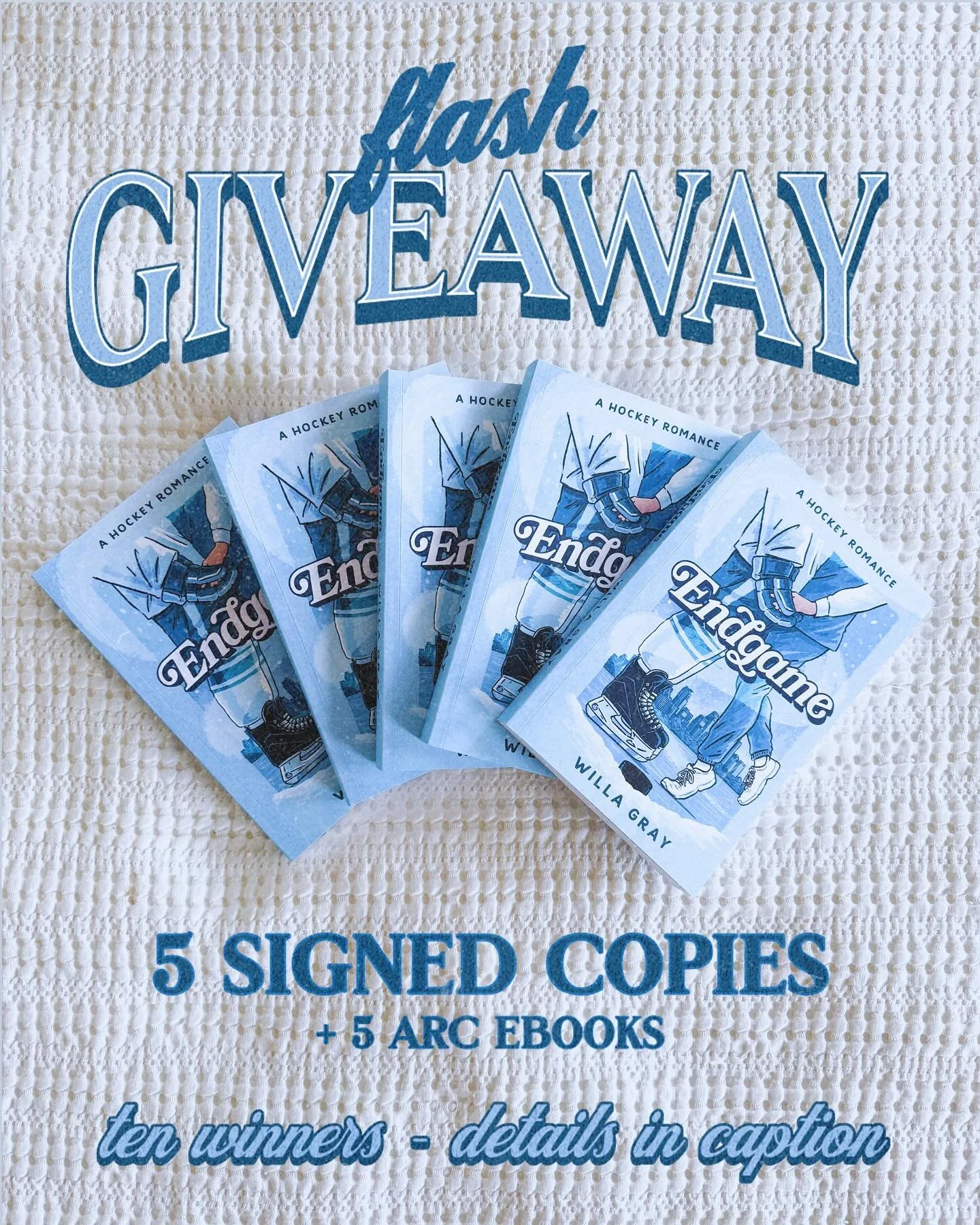 🩵 24 HOUR GIVEAWAY 🩵

celebrating release week and over 3000 ADDS ON GOODREADS with a flash giveaway!!! I told you all I would do a giveaway if we hit 1k adds before release day 🤯😭 so consider me speechless and very very grateful for all you who 