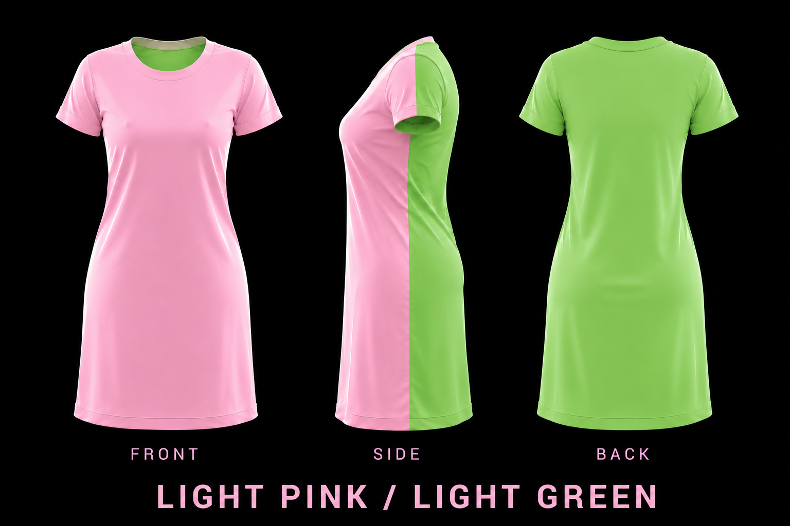NISE HUNT Black Label™ Tee Dress - Pink/Green