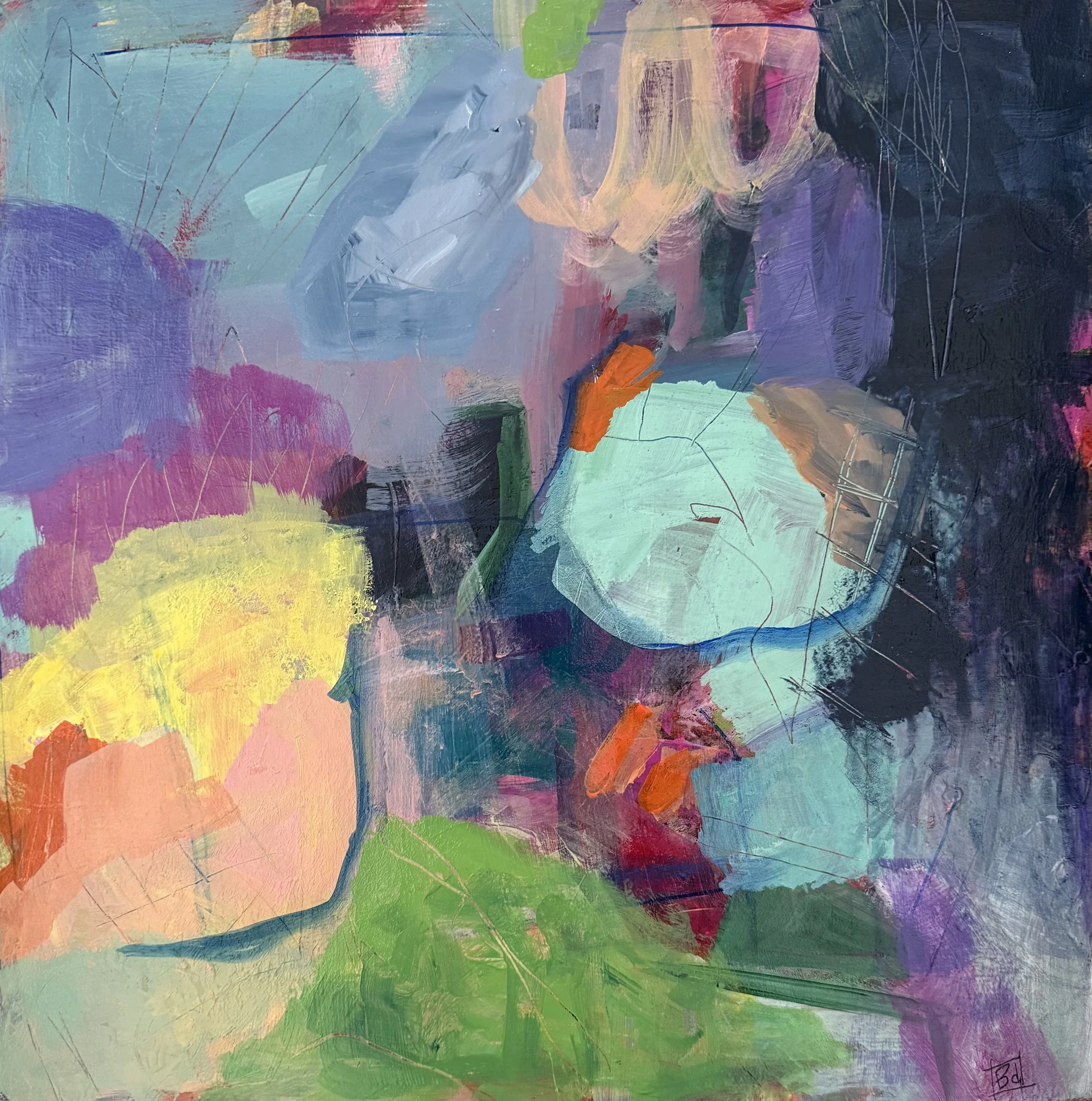 Spring on the Rocks 
18x18 framed
$450 