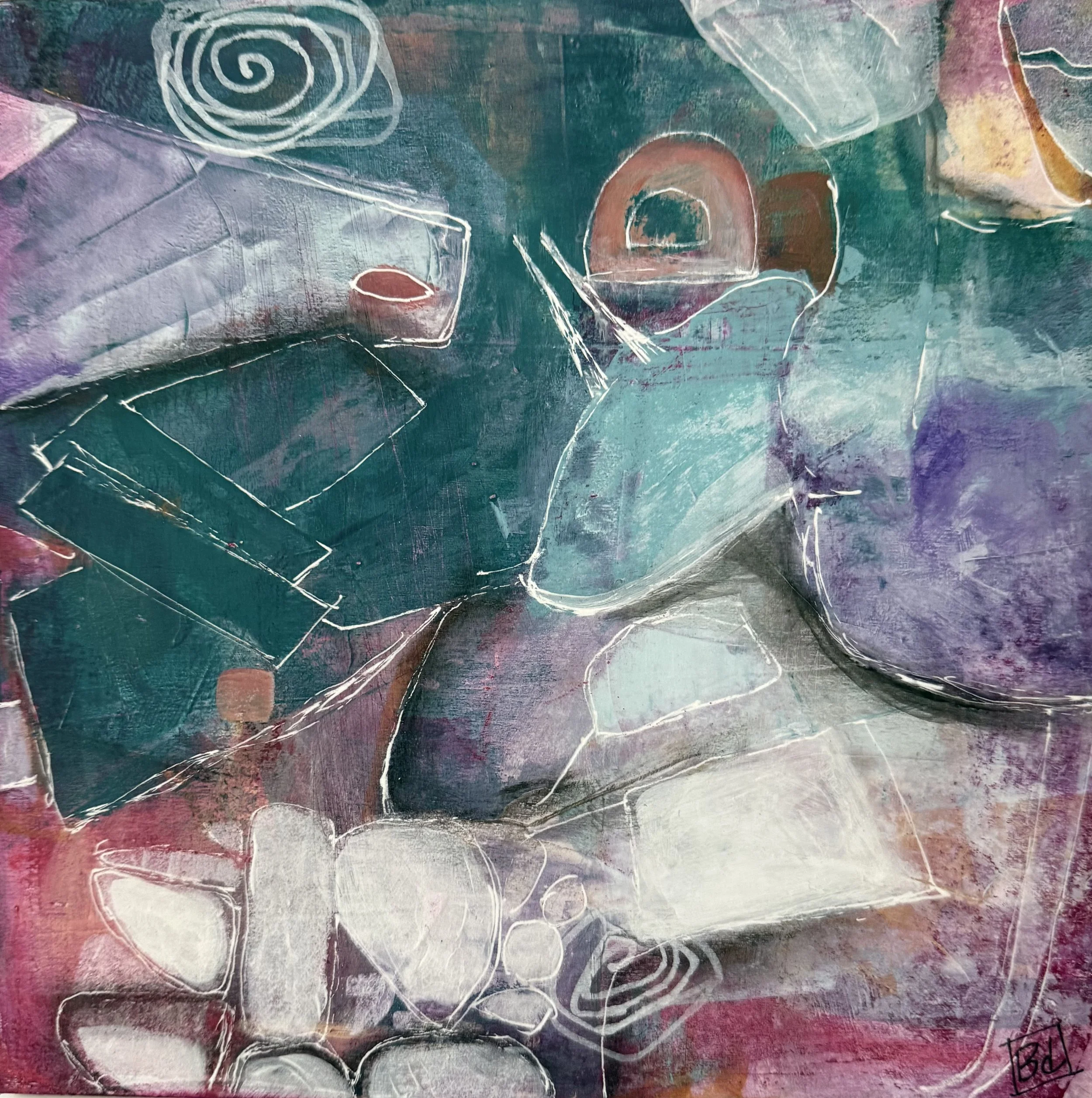 Assembling the Self 8"x8"  
2 of 4 Fragments of Becoming Series
$125 ($400 for all 4) All framed