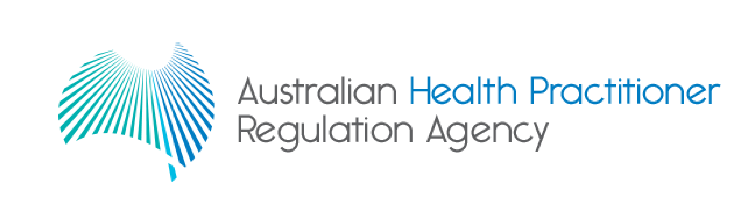 Logo of the Australian Health Practitioner Regulation Agency with a blue stylized map of Australia.