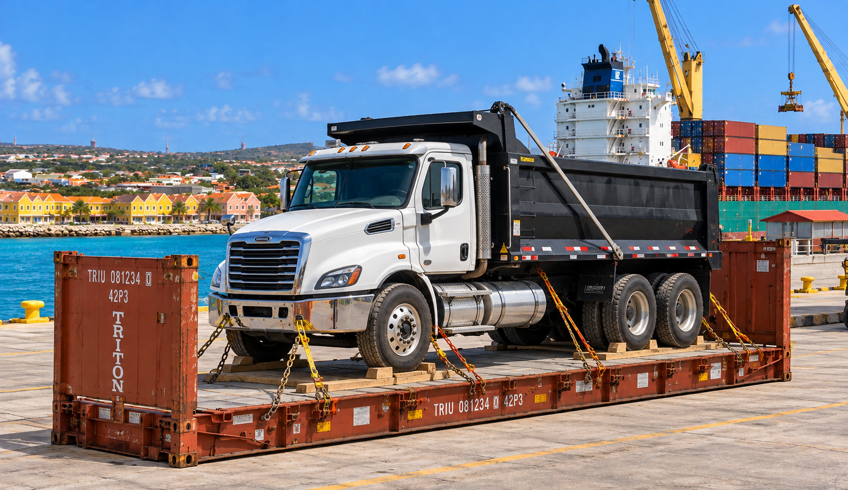 Envío de maquinaria pesada desde EE. UU. a Bonaire: transporte internacional de excavadoras, bulldozers, tractores y maquinaria de construcción
