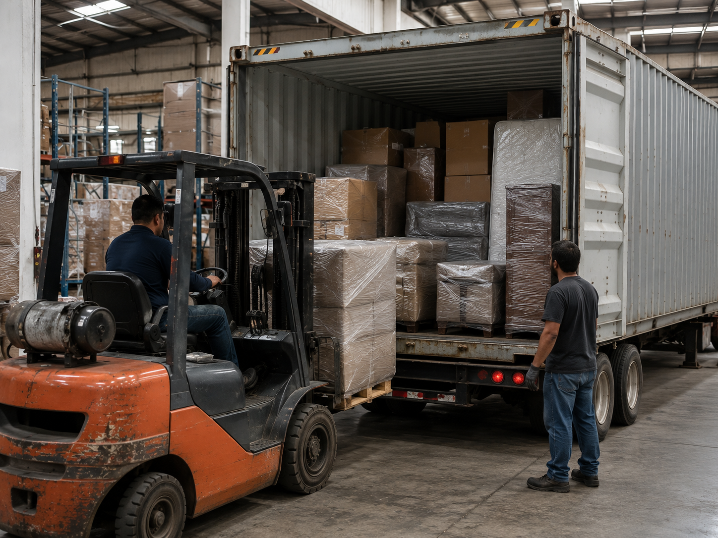 Shipping container being loaded with cargo for Guatemala shipping