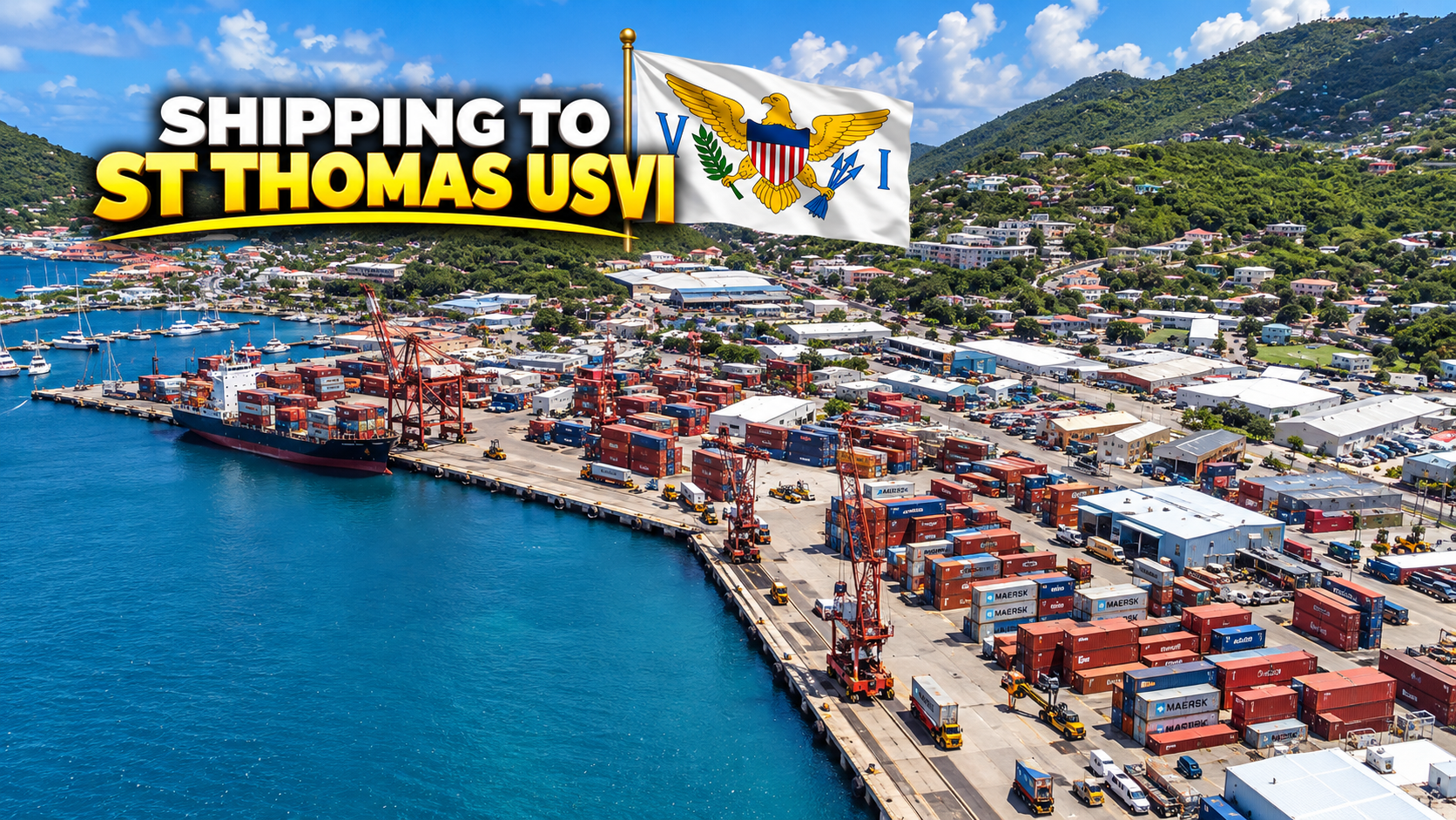 Transporte marítimo desde EE. UU. a Santo Tomás, en las Islas Vírgenes de EE. UU., incluyendo coches, embarcaciones, maquinaria pesada y contenedores a través del puerto de Charlotte Amalie.