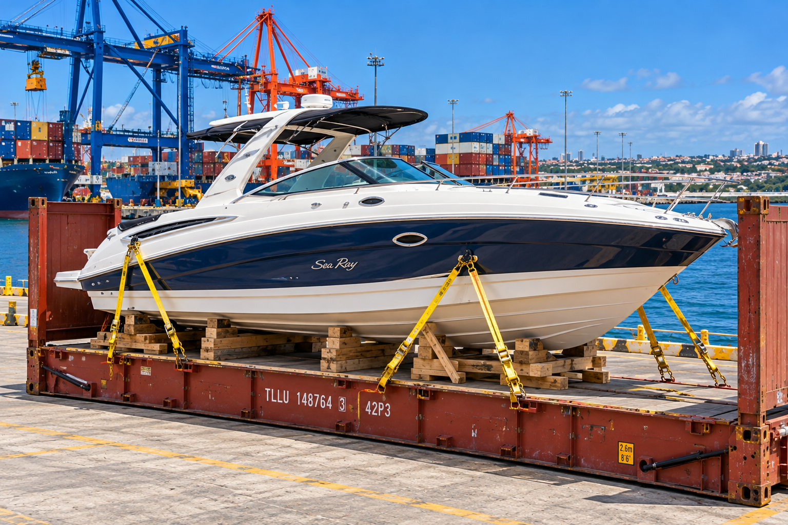 Transporte de barcos y yates desde EE. UU. a la República Dominicana: transporte internacional de embarcaciones con consola central, barcos de pesca, yates y embarcaciones de recreo.