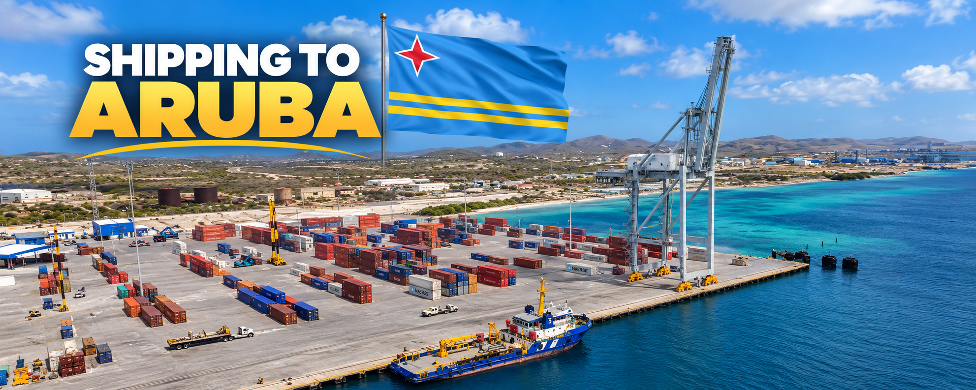 Transporte marítimo internacional desde EE. UU. a Aruba: operaciones de transporte marítimo y con buques portacontenedores en el puerto de Barcadera para turismos, embarcaciones, maquinaria pesada, enseres domésticos y carga comercial.