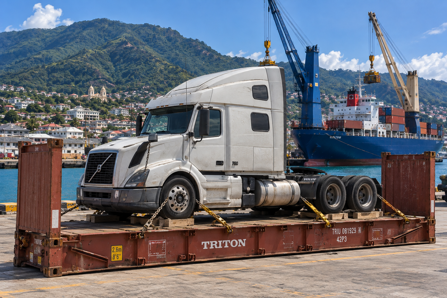 Envío de maquinaria pesada desde EE. UU. a Haití: transporte internacional de excavadoras, bulldozers, tractores y maquinaria de construcción.