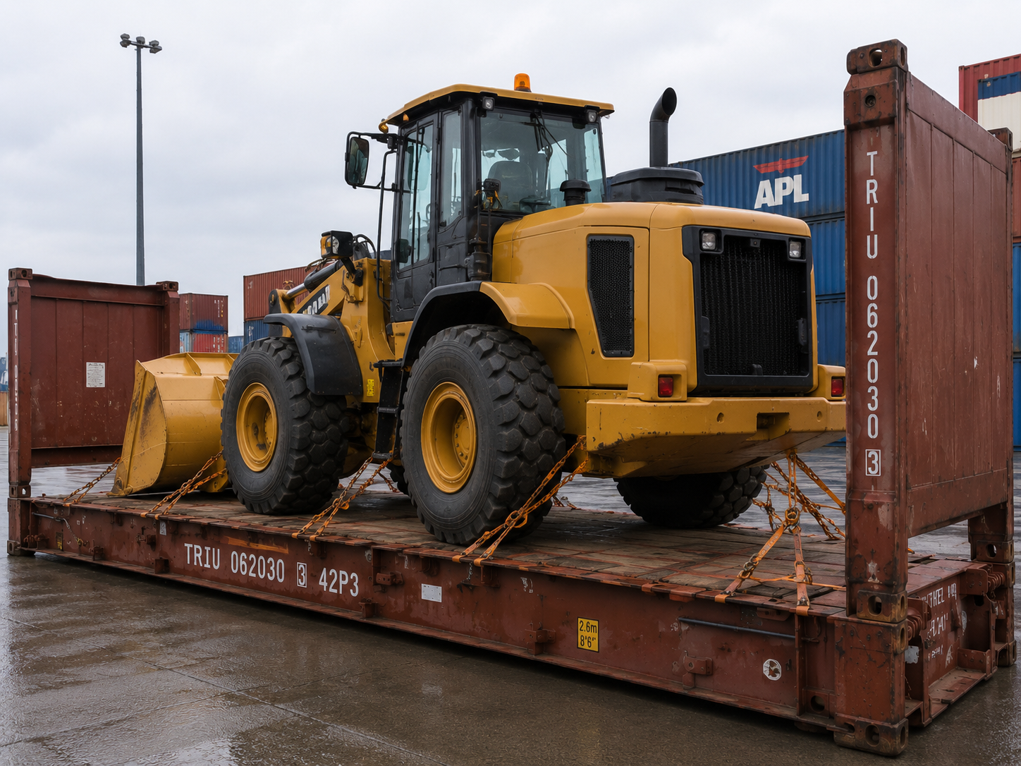 Industrial machinery prepared for ocean freight shipping to Libya