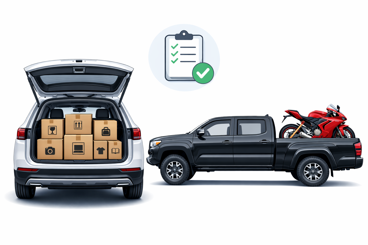 VEHICLES LOADED WITH CARGO