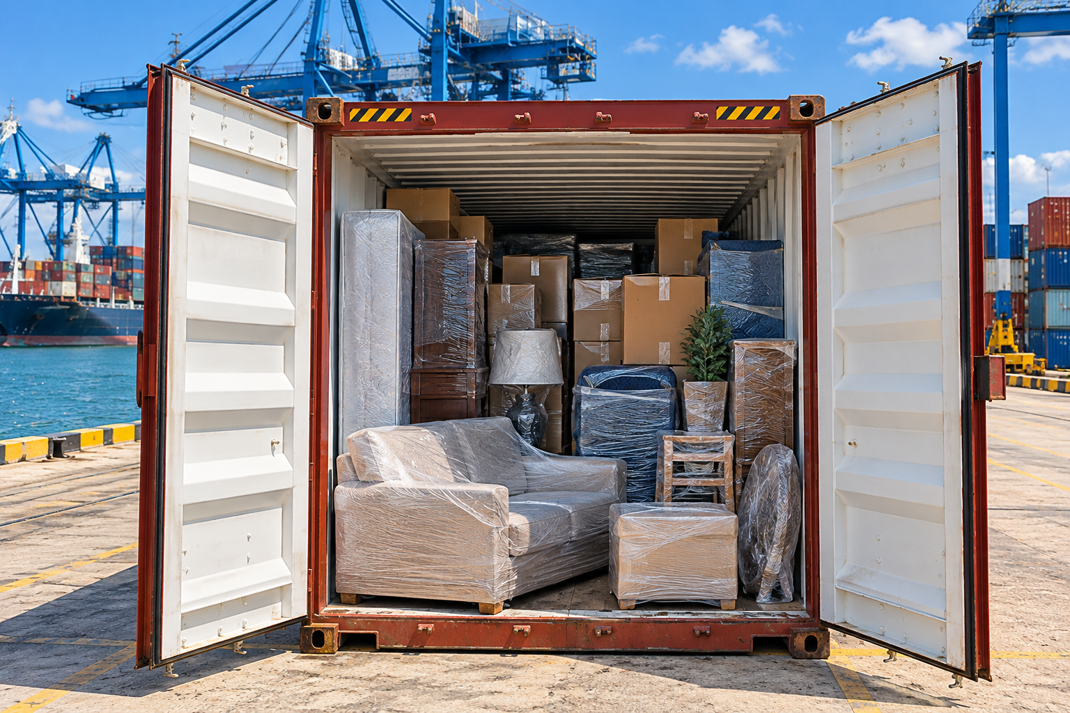 Envío de enseres domésticos desde EE. UU. a Curazao: transporte en contenedores de 20 y 40 pies para muebles, efectos personales y traslados internacionales a Willemstad.
