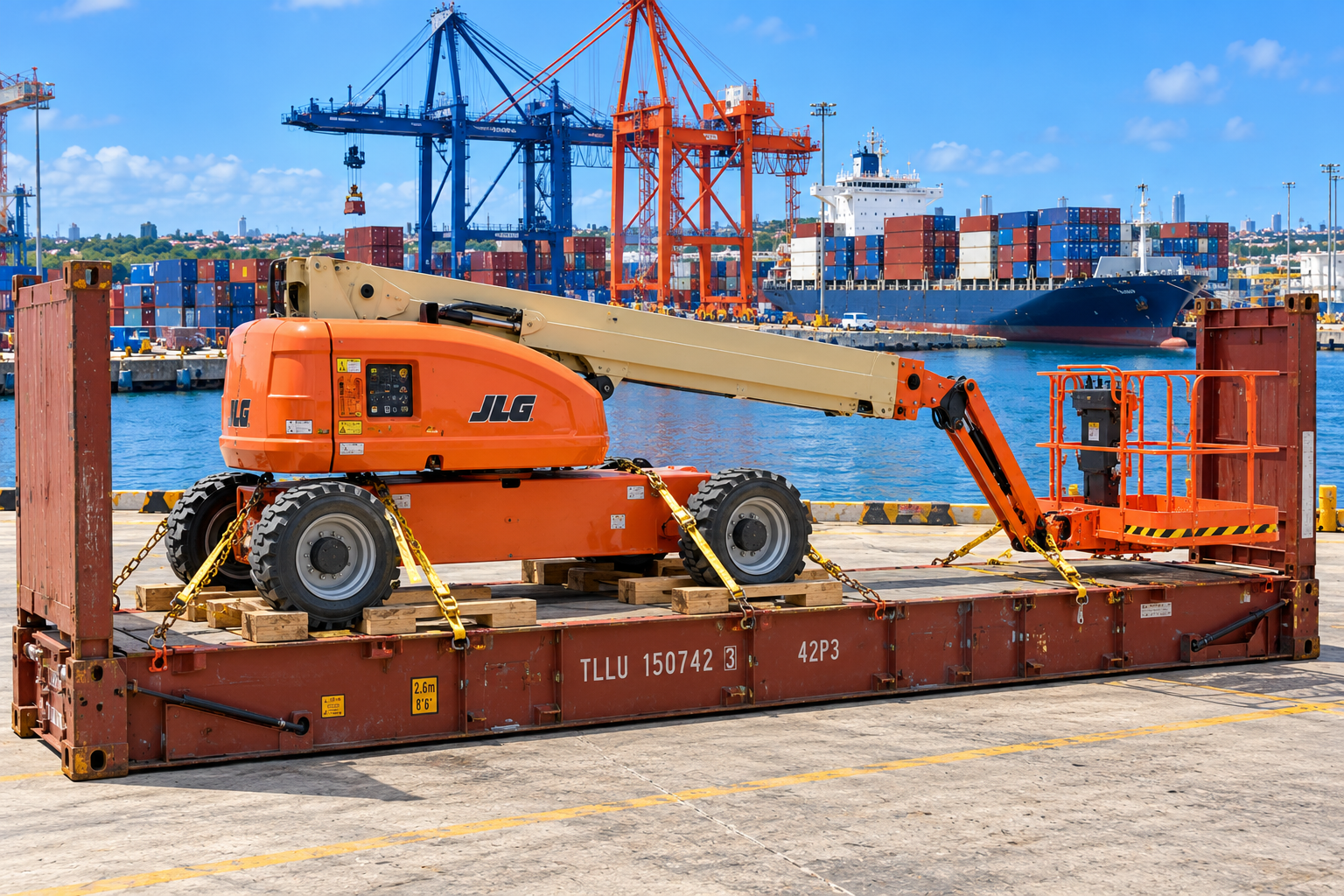 Envío de maquinaria pesada desde EE. UU. a la República Dominicana: transporte marítimo de excavadoras, bulldozers, tractores y maquinaria de construcción.