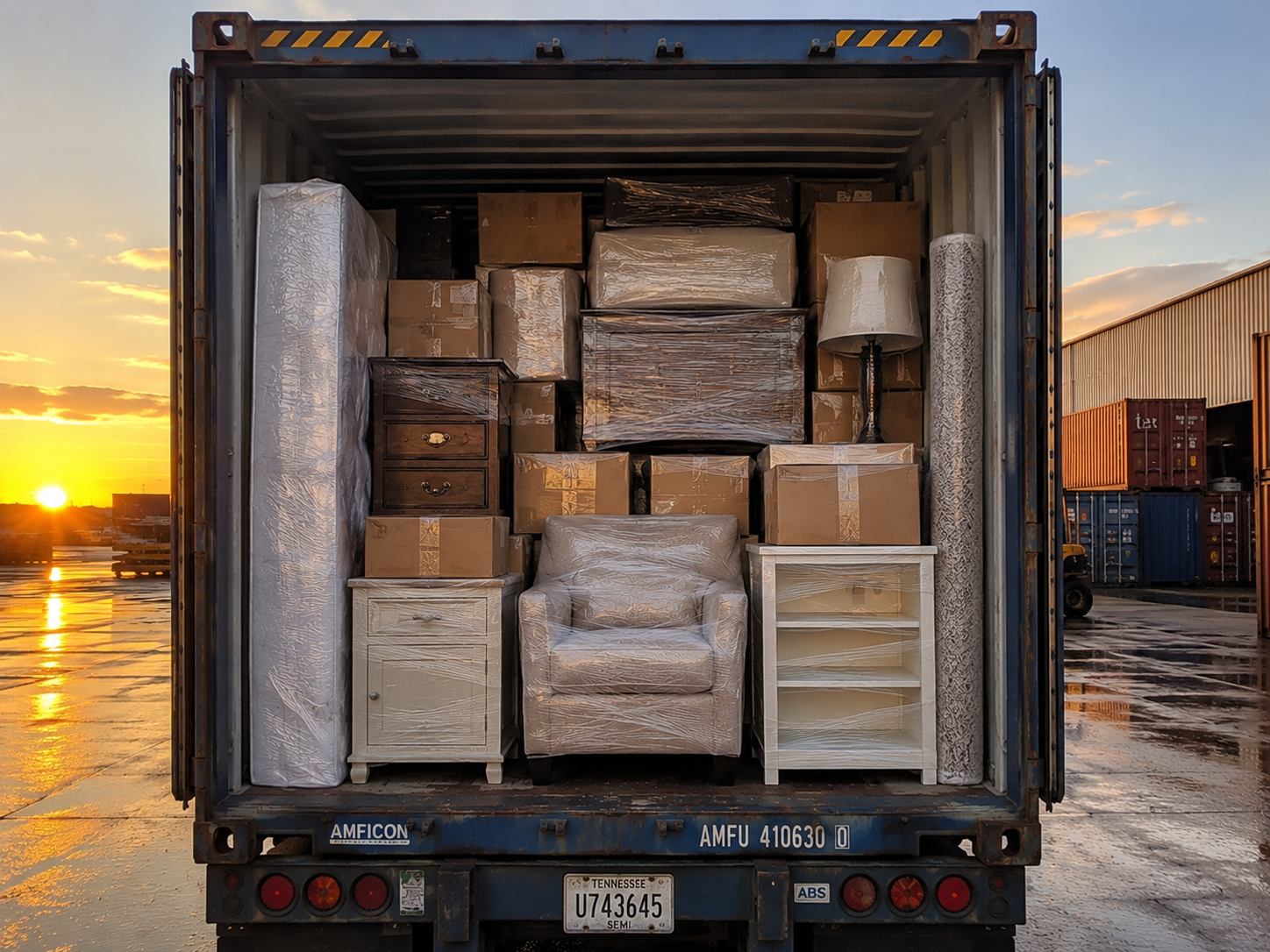 Household goods packed inside shipping container to Nicaragua