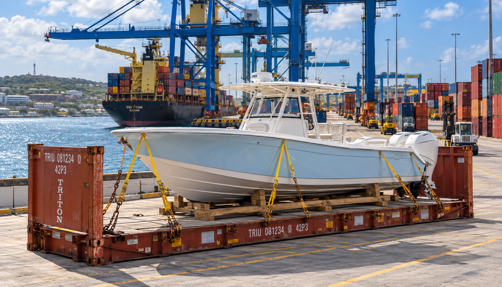 Transporte marítimo de barcos y yates desde EE. UU. a Curazao: transporte marítimo internacional de barcos de pesca, embarcaciones con consola central, yates y embarcaciones de recreo con destino a Willemstad.