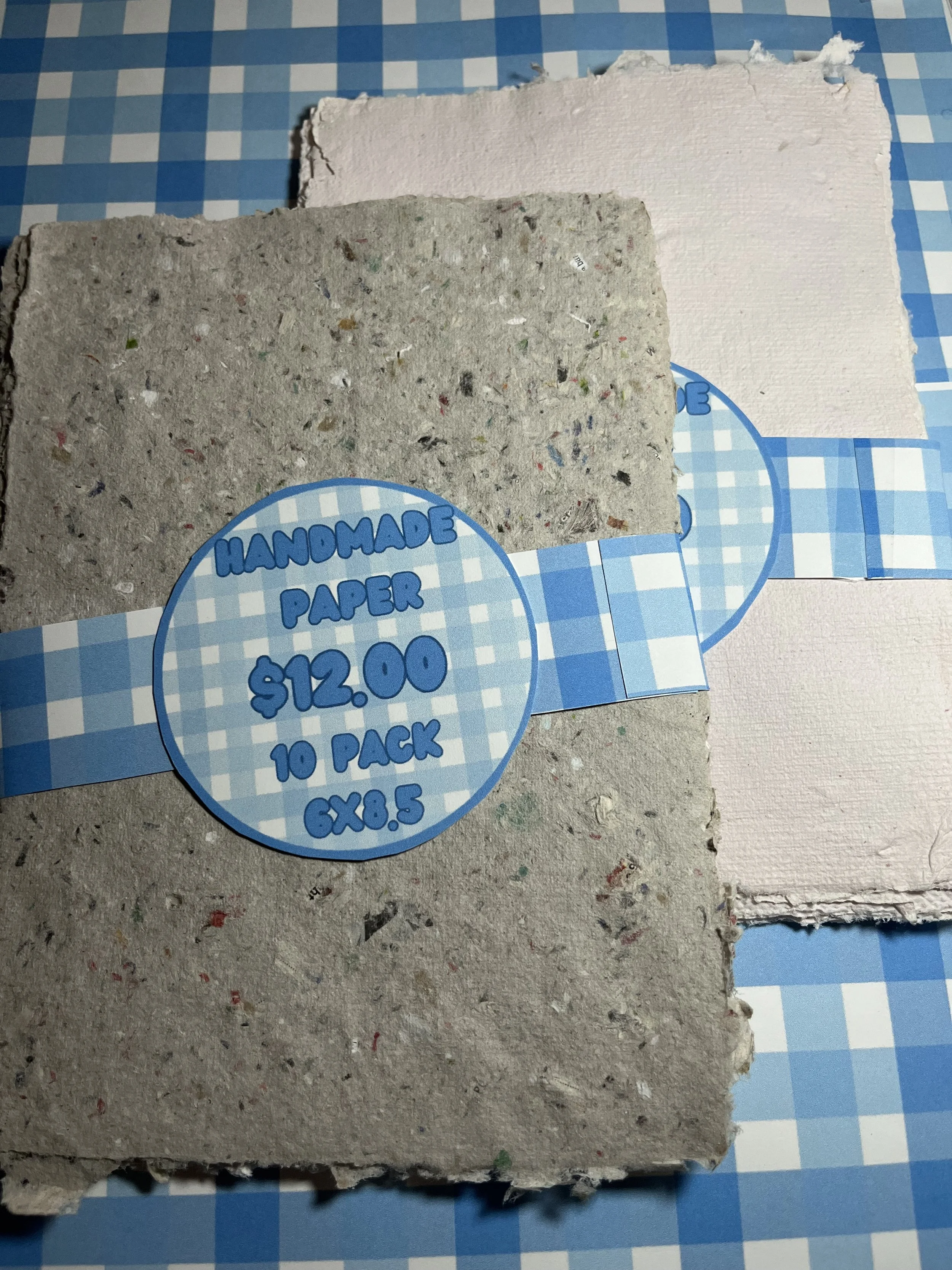 Handmade paper 6in by 8.5in- Pack of 10 sheets