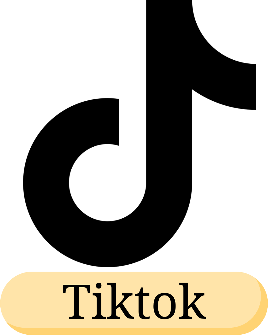 Black background with a beige oval button at the bottom labeled 'Tiktok' in black text.