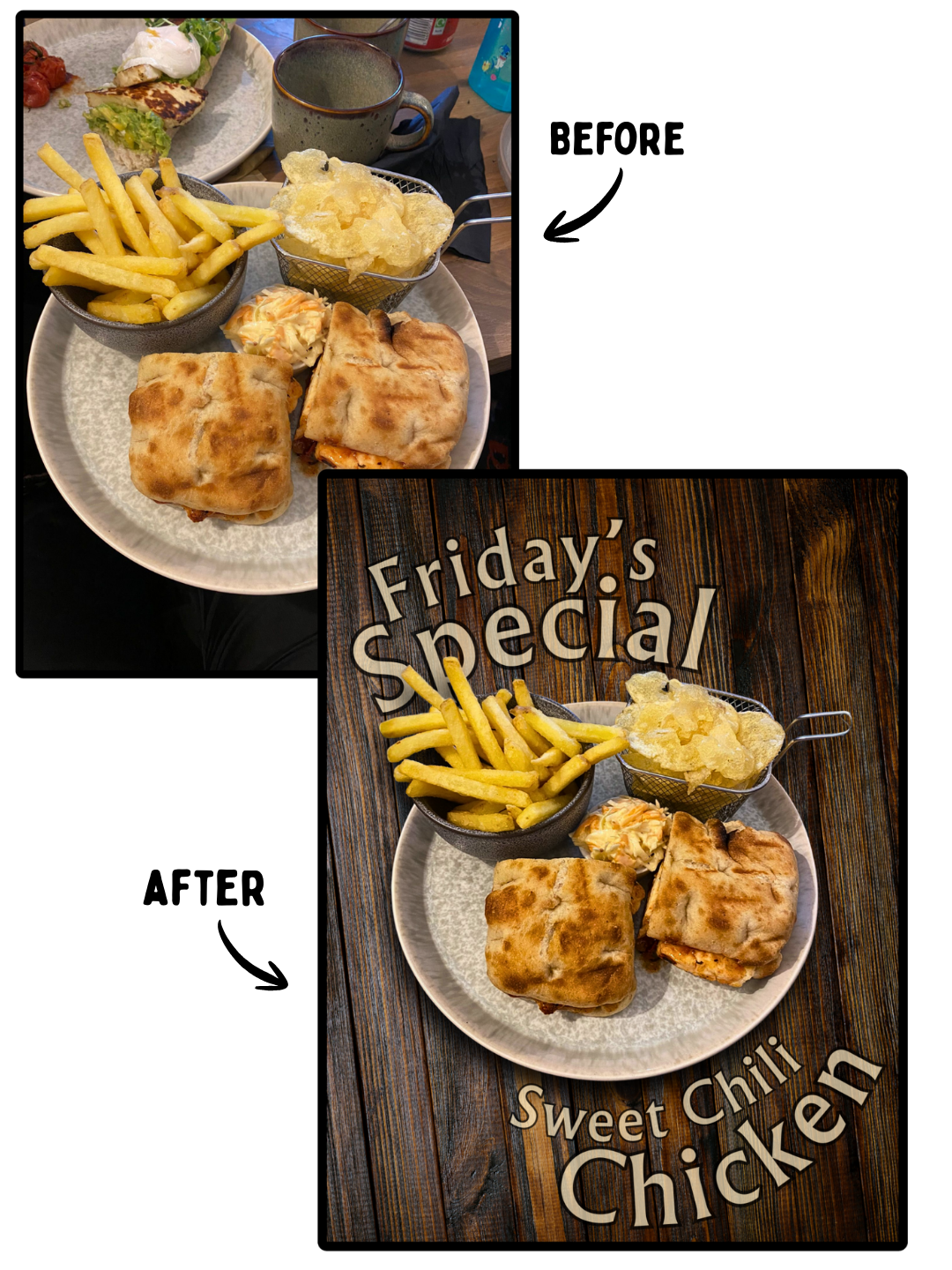 photo editing of food at a local restaurant