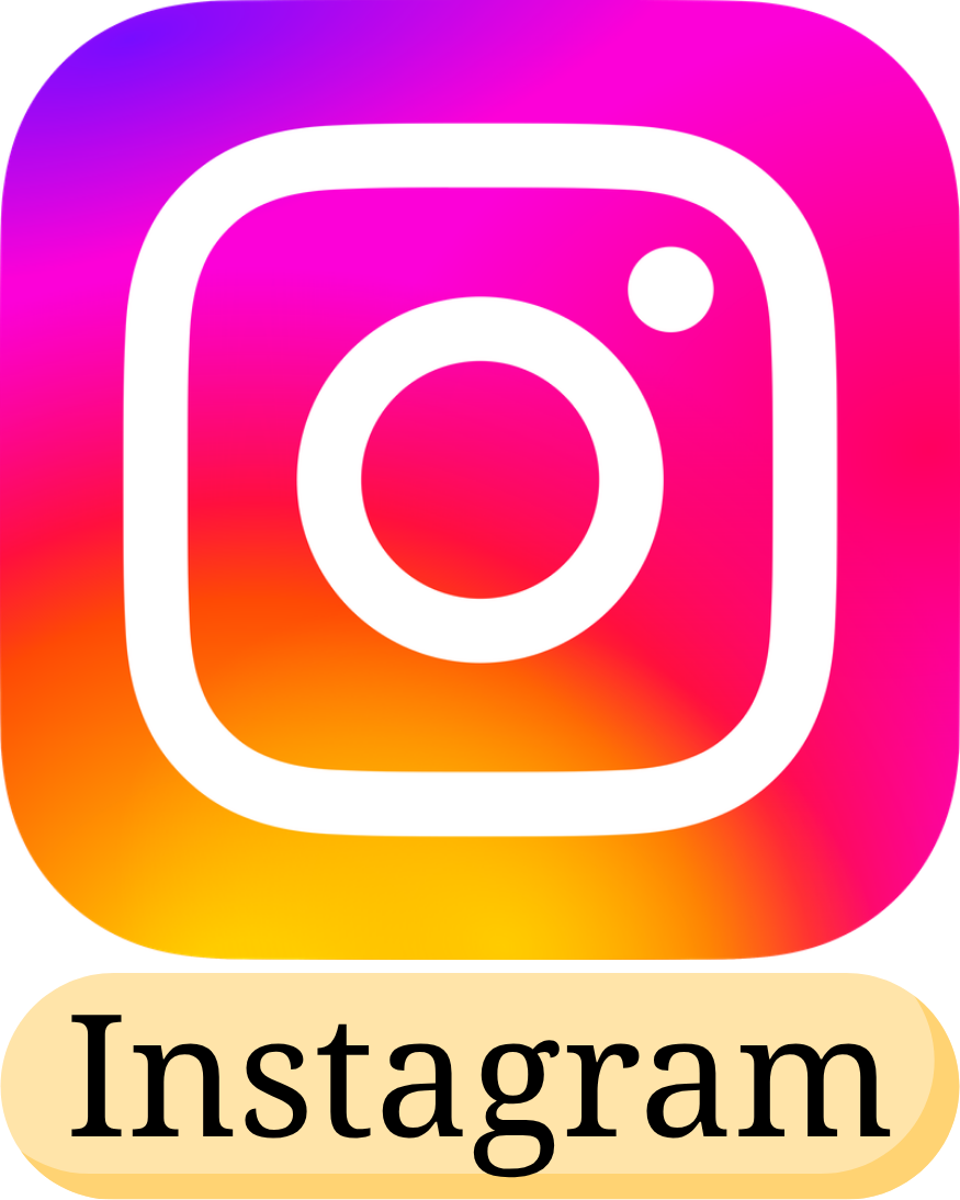 Instagram logo with a colorful gradient background and the word 'Instagram' below it.