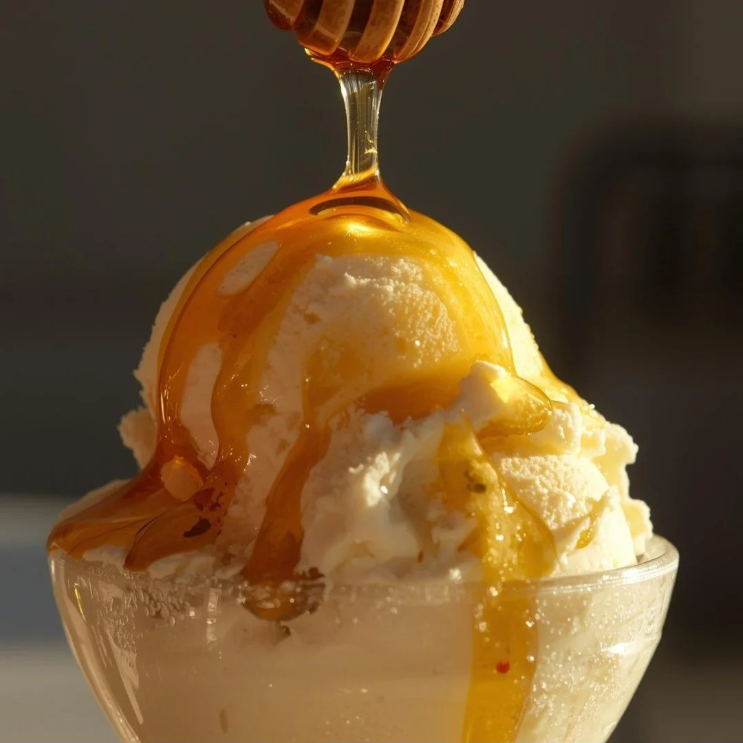 Bri's been on a hot honey kick lately and it was only a matter of time before she put it on ice cream.  Vanilla ice cream, drizzled with hot honey - if you like sweet and heat, you'll be a fan, too!

We're looking forward to adding our Bee Sting Sund