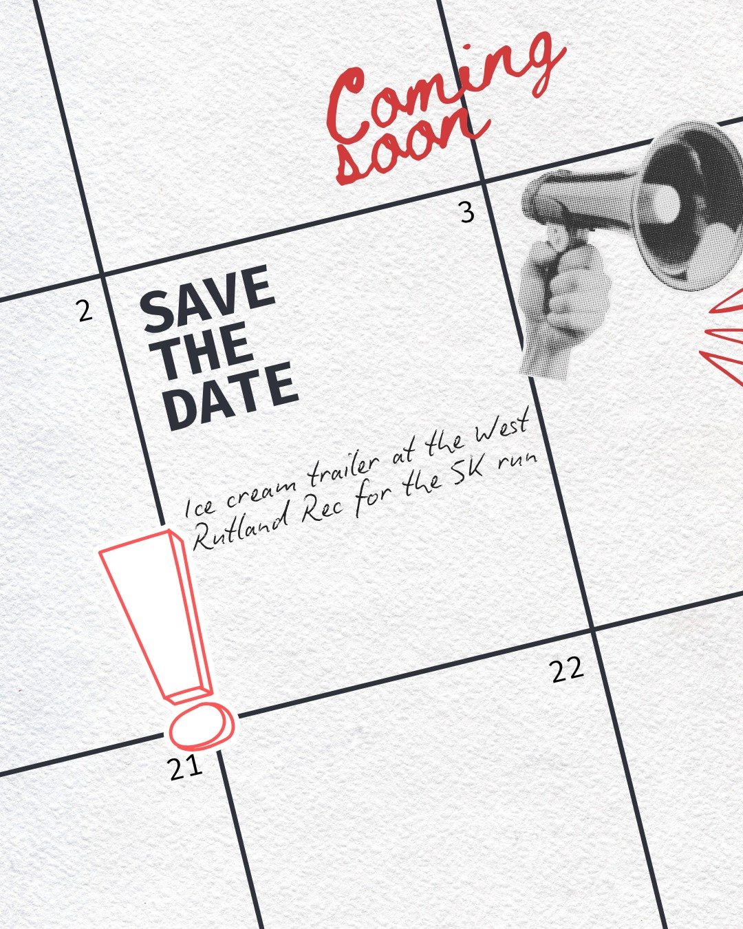 We&rsquo;re excited to share that we will be bringing our ice cream trailer to the West Rutland Recreation Area on May 3 for their 5K run! 🍦 
Stop by after the race (or cheer on the runners) and treat yourself to something sweet&mdash;we can&rsquo;t