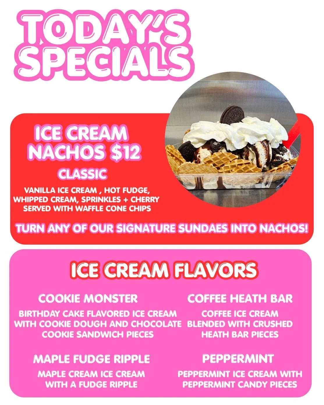 Come on down to the Seven to Sunset Concert Series in Main St Park in Rutland!! We have Nachos and NEW flavors on the menu! 🍨