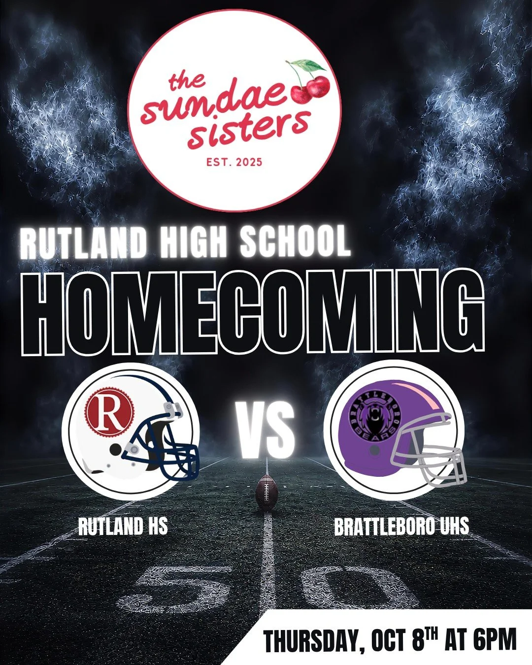 🍦🏈 Sweet treats &amp; THURSDAY night lights! 🏈🍦

We&rsquo;re rolling into Rutland High School&rsquo;s Homecoming Game this weekend starting at 6PM! ❤️🤍

Come cheer on the team, soak up all the homecoming excitement, and stop by our ice cream tru