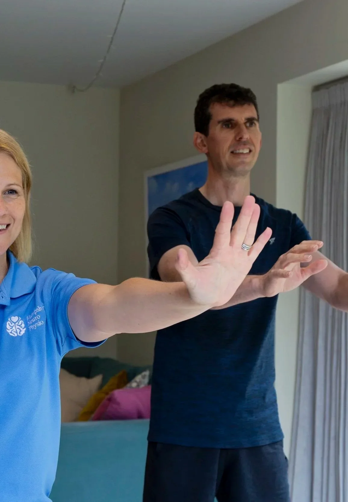 Specialist Parkinson’s Disease physiotherapy home visit in Winchester, Hampshire, focusing on balance and gait training to improve mobility.