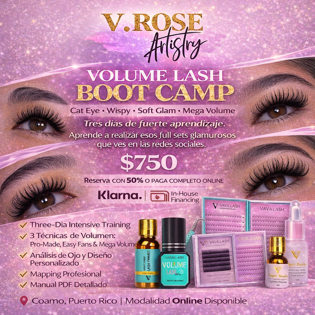 V.Rose Volume Lash Boot Camp Deposito $375