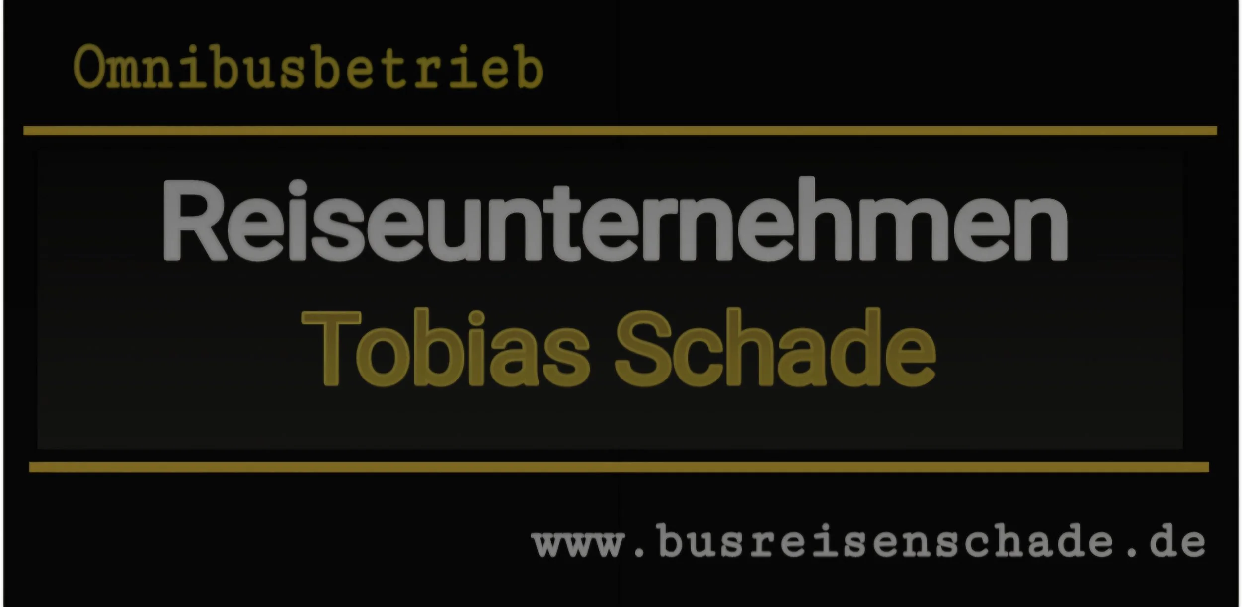 Buchumschlag mit dem Titel 'Reiseunternehmen Tobias Schade', Bezug auf Omnibusbetrieb, mit Website-URL www.busreisenschade.de.